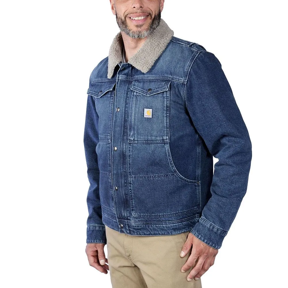 Carhartt Mens Relaxed Fit Denim Sherpa Lined Jacket