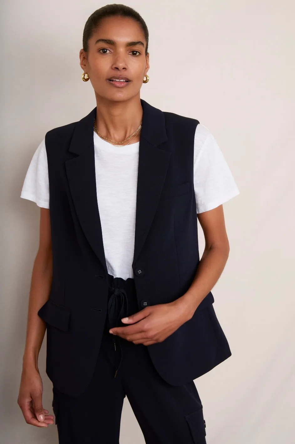 Carlotta Sleeveless Blazer - Midnight