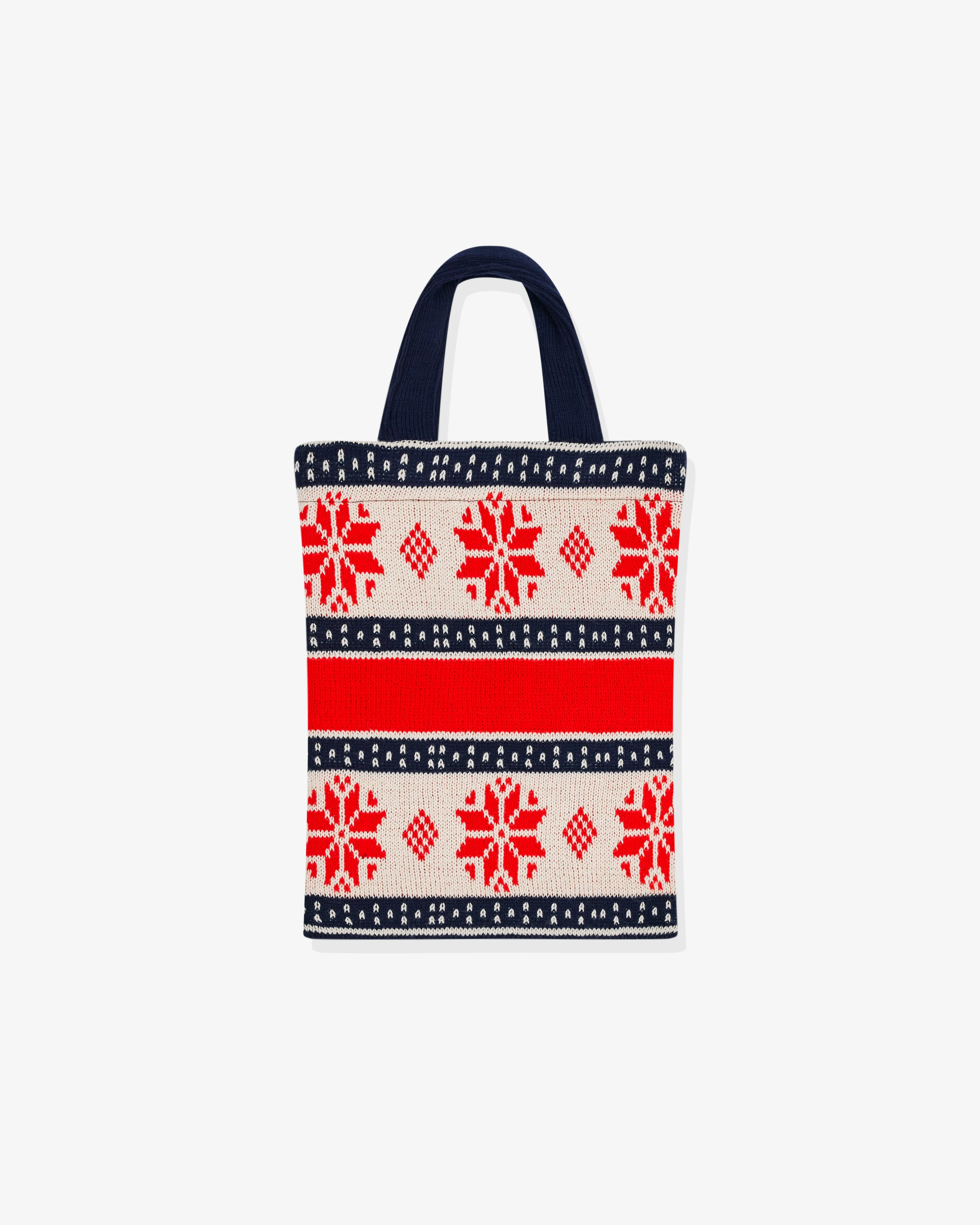 CDG Shirt Strong Will Jacquard Knitted Tote Bag  Navy