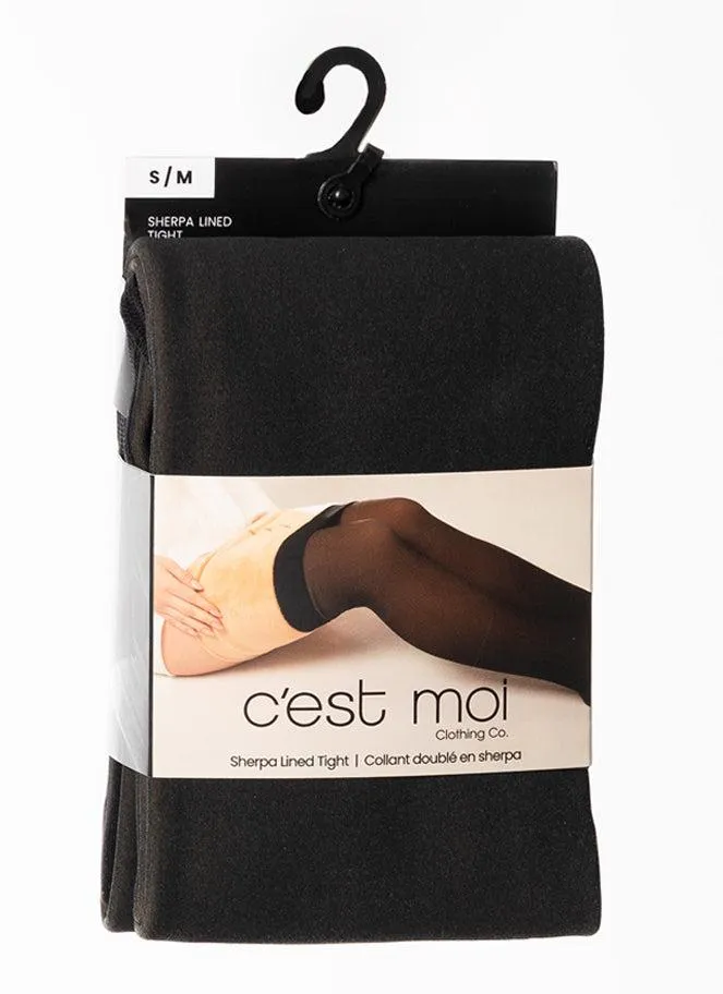 C'est Moi Black Sherpa Lined Tights