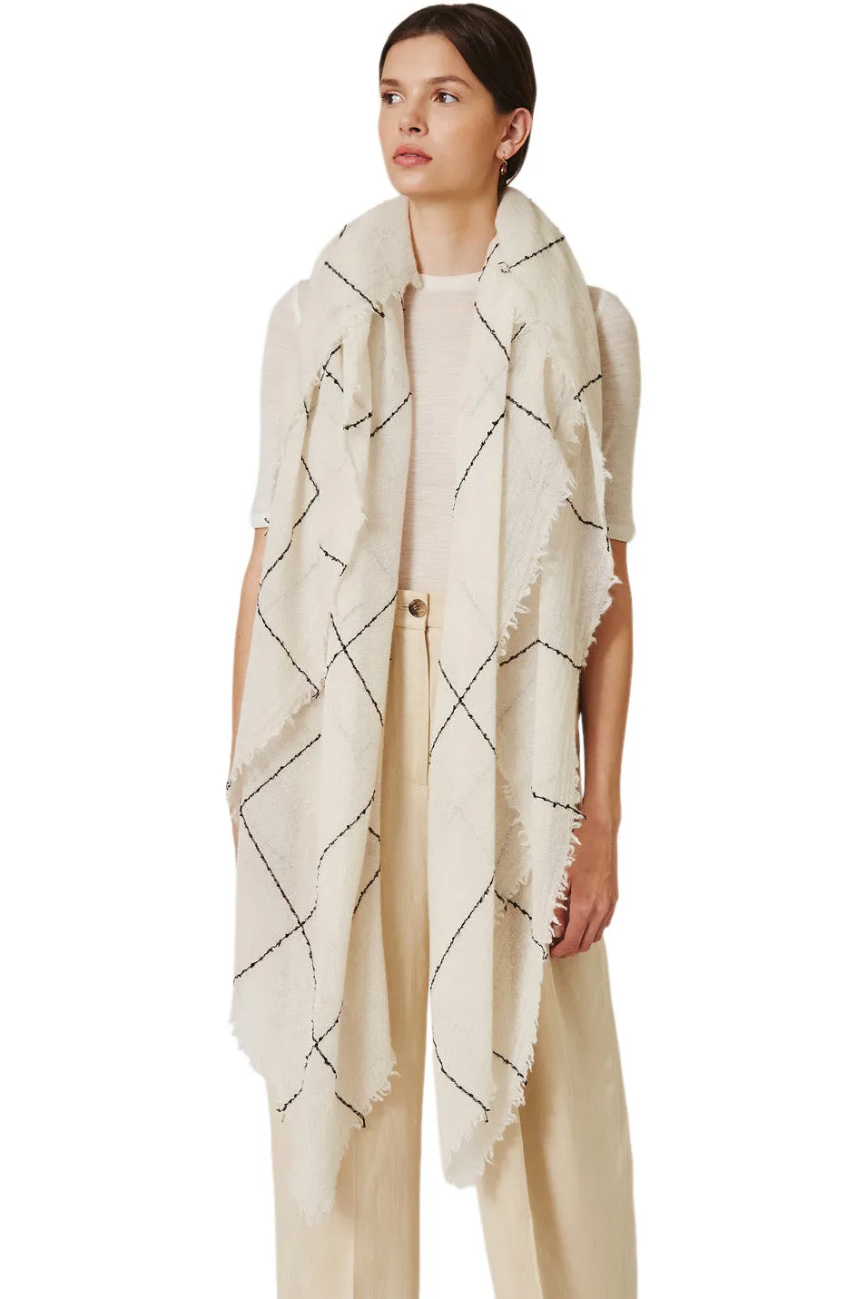 Chan Luu Windowpane Scarf | Shop Now