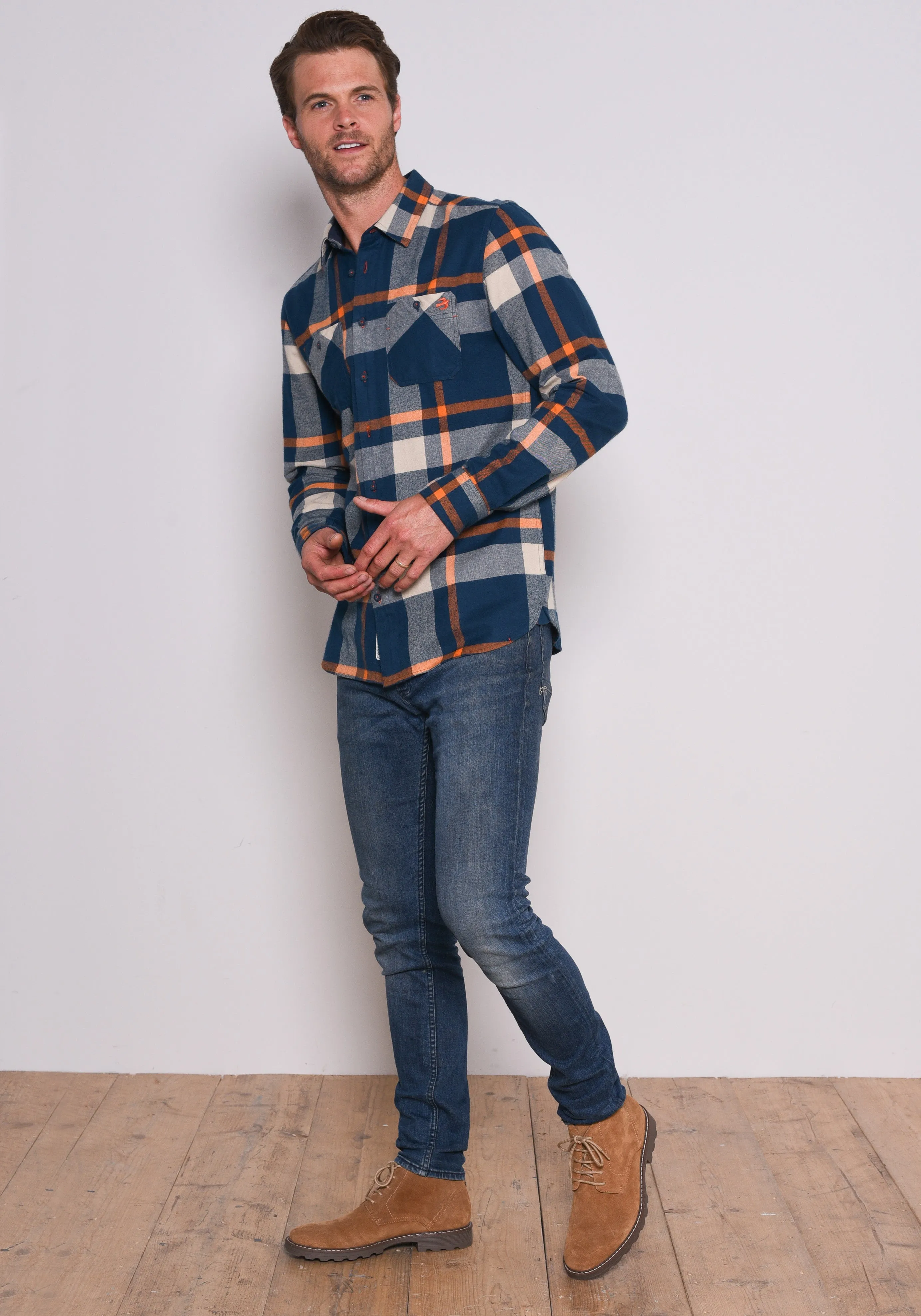 Checkered Orange Flannel Shirt