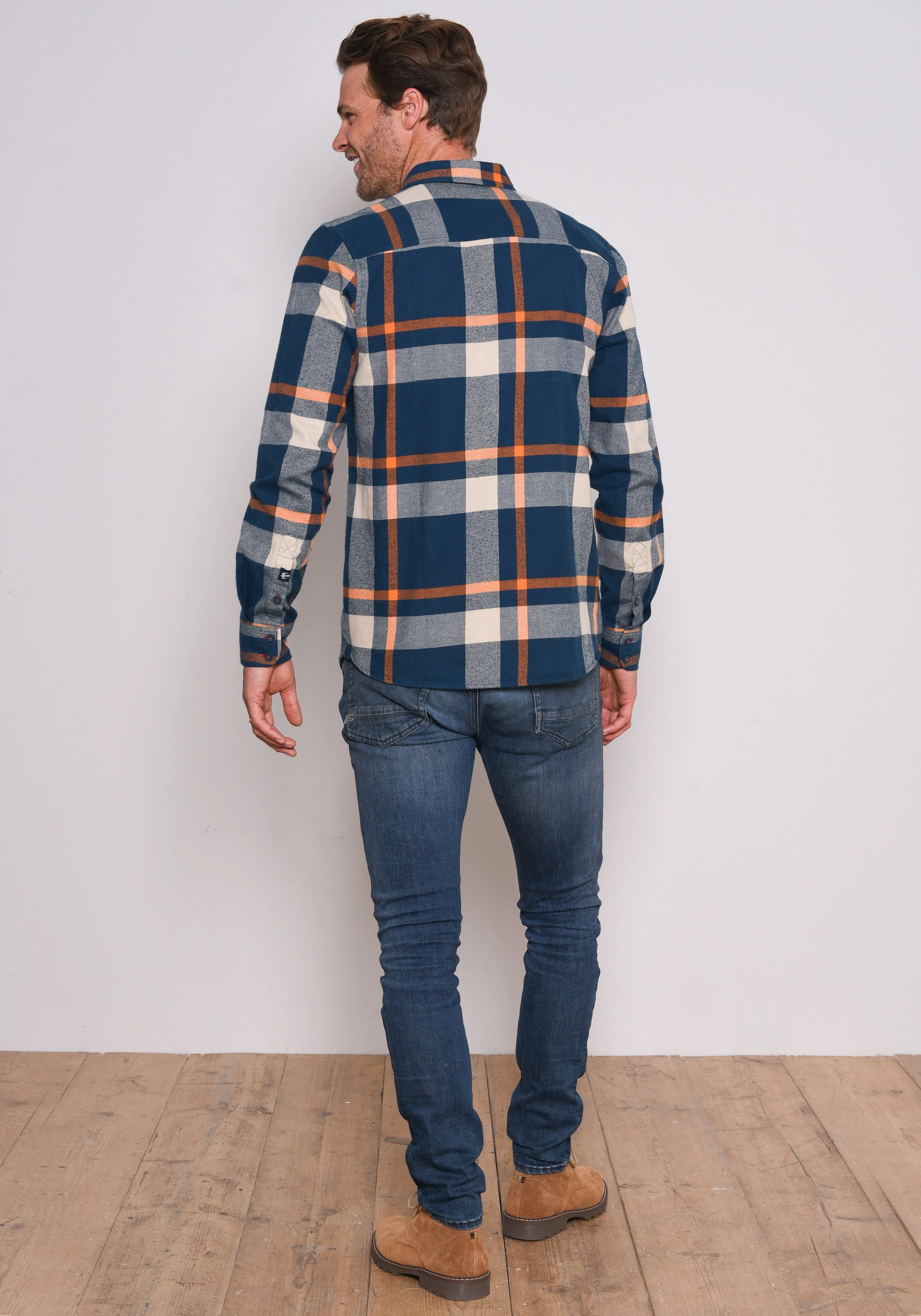 Checkered Orange Flannel Shirt