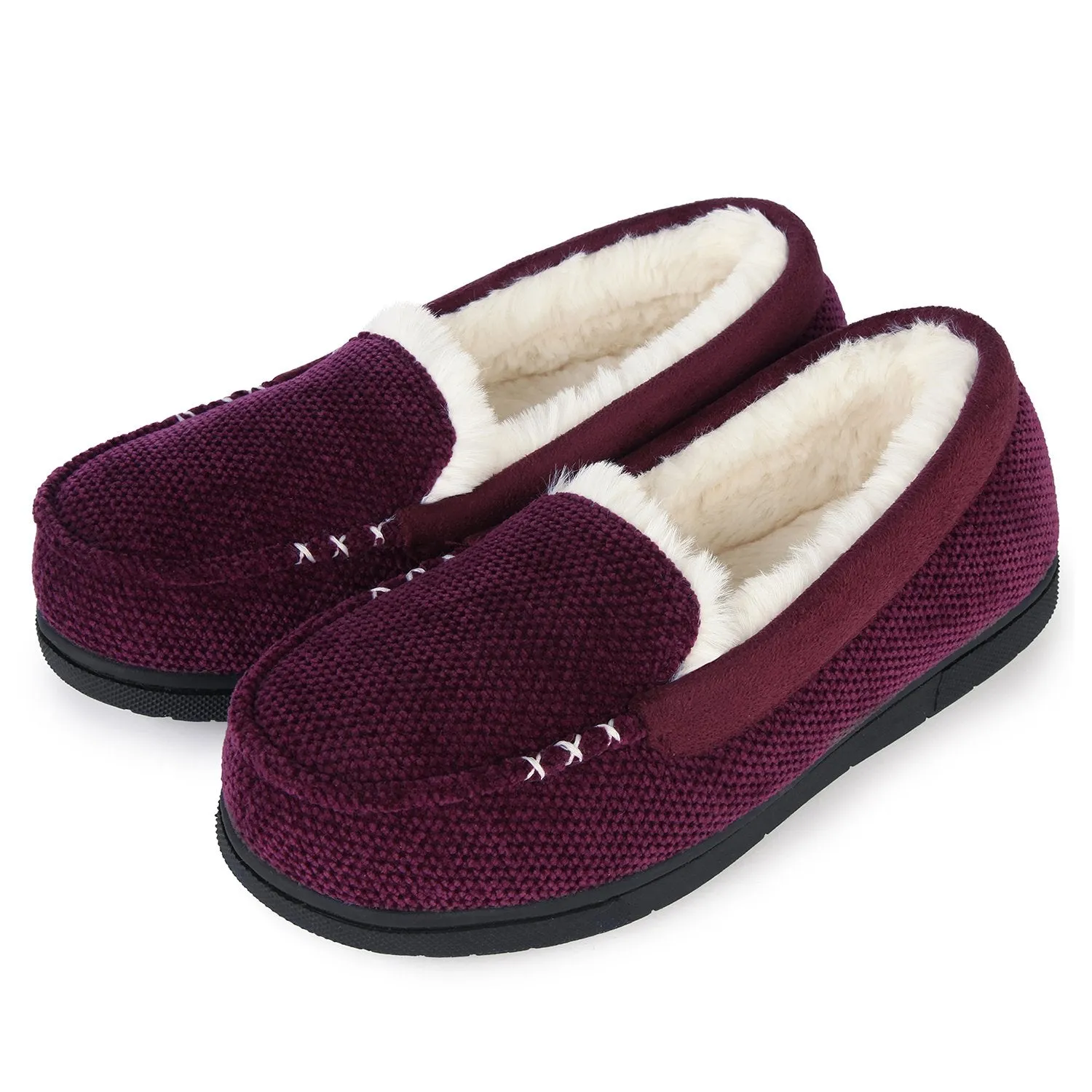 Chenille Faux Fur Lined Moc Slipper - Women's