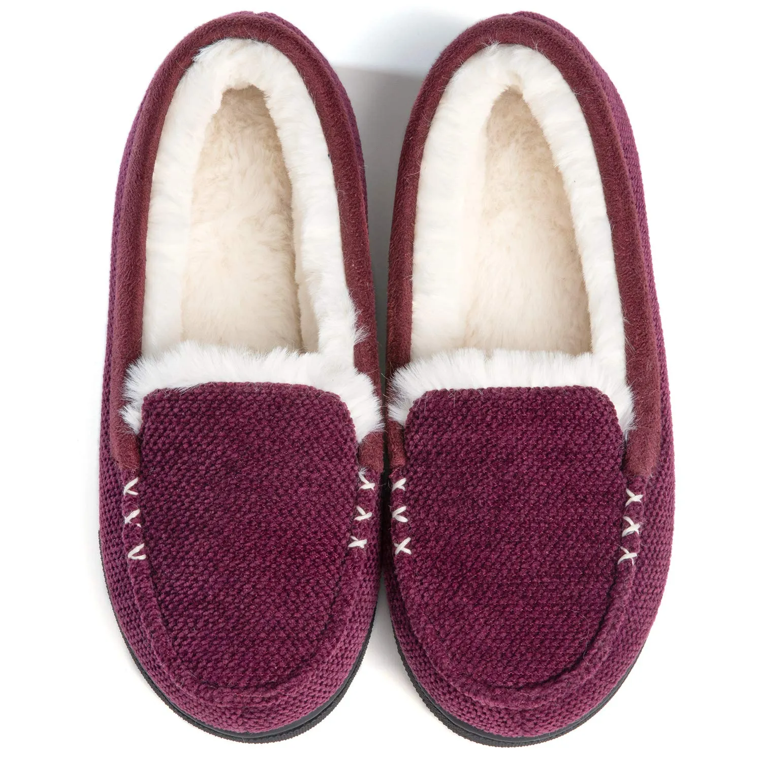 Chenille Faux Fur Lined Moc Slipper - Women's