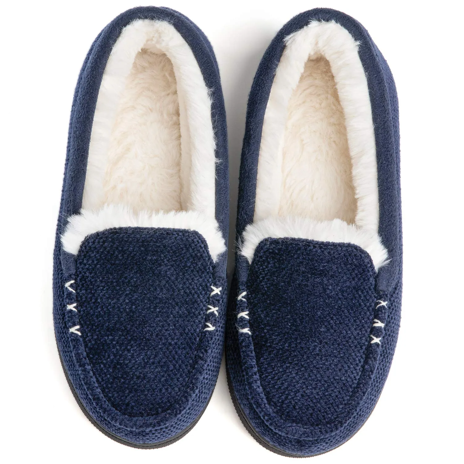 Chenille Faux Fur Lined Moc Slipper - Women's