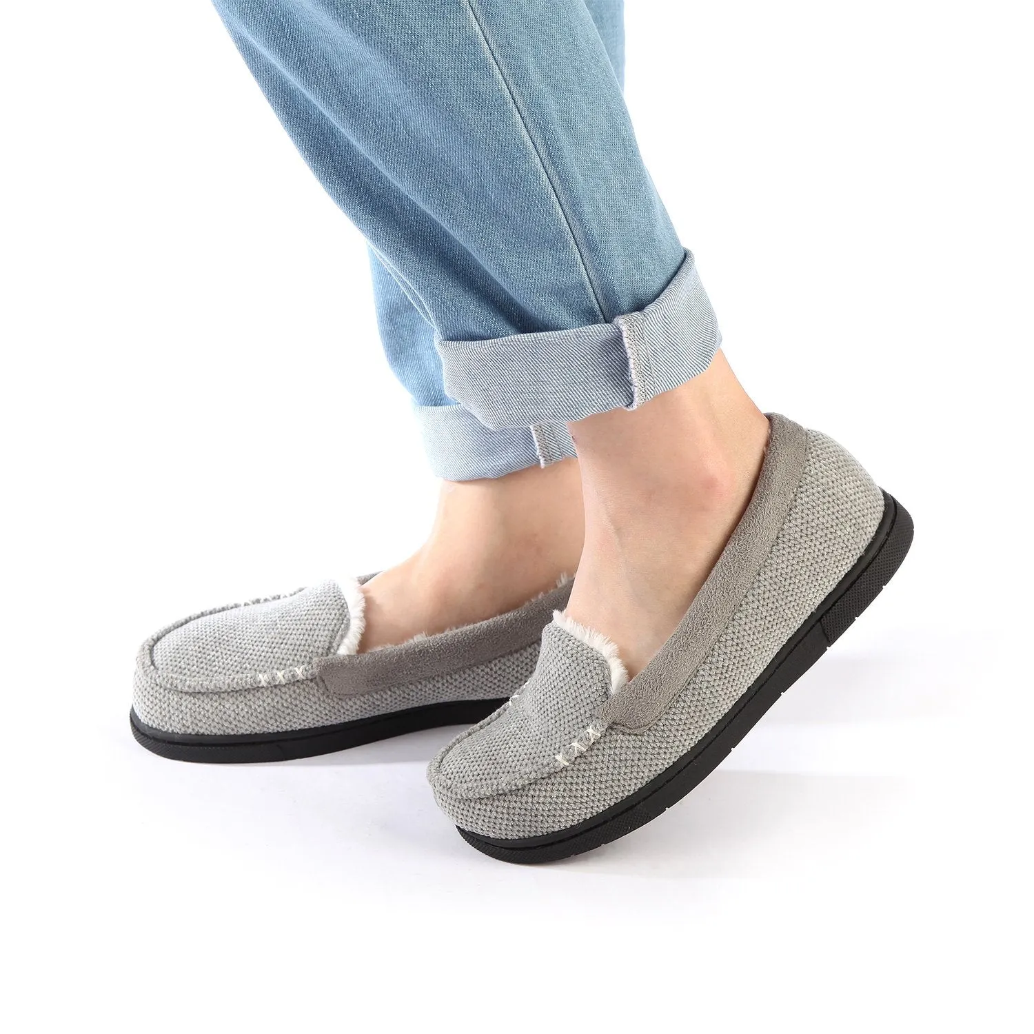 Chenille Faux Fur Lined Moc Slipper - Women's