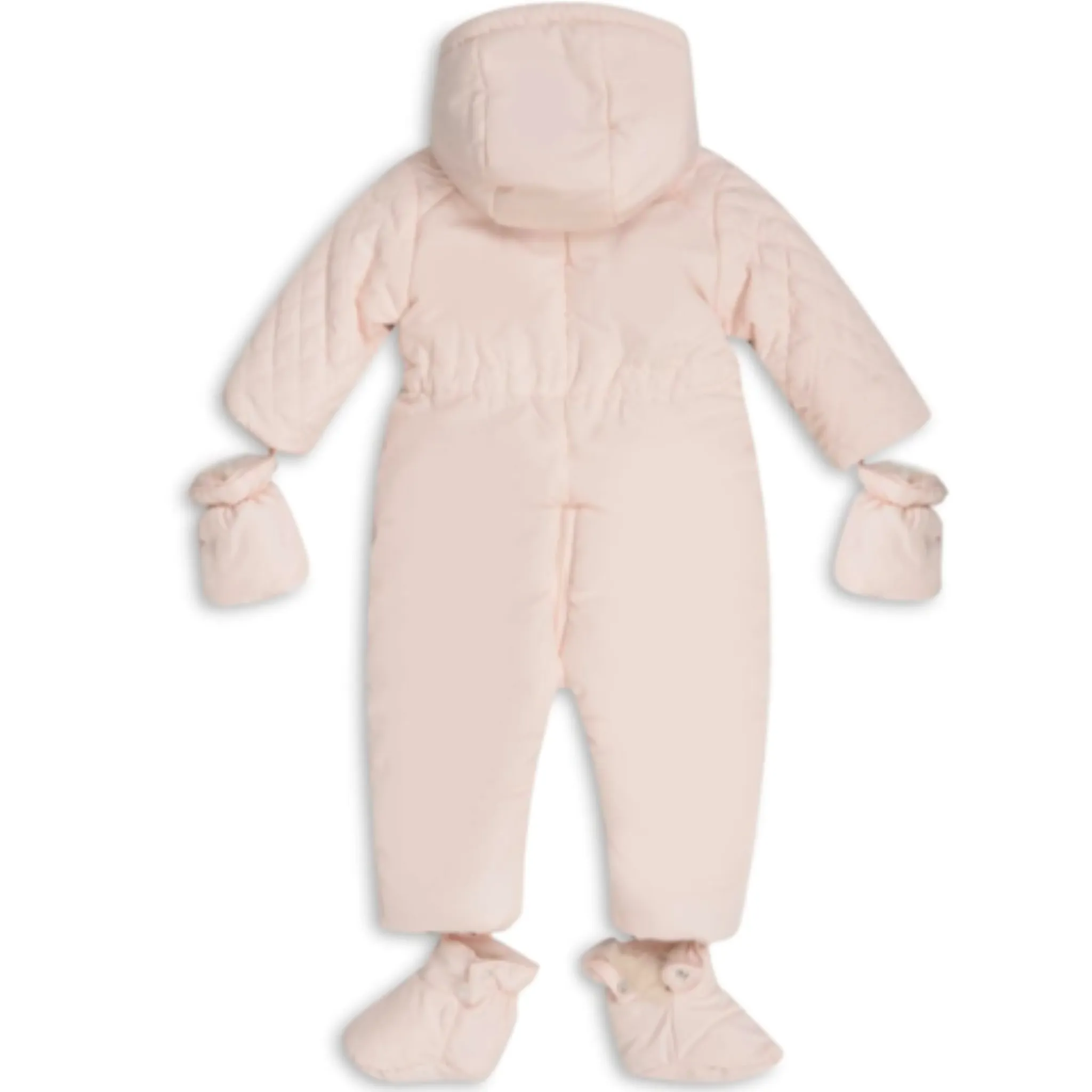 Chloé 3 Months Pale Pink Snowsuit With Faux Fur Lining