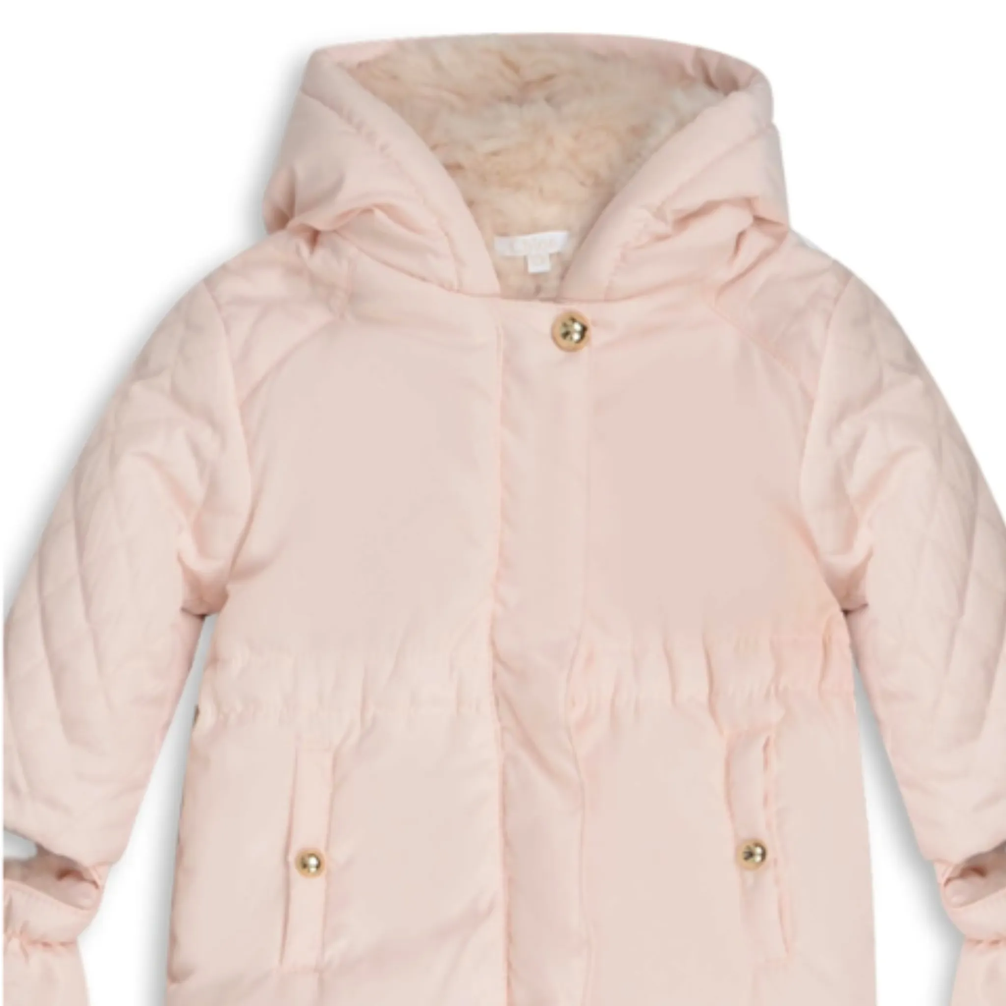 Chloé 3 Months Pale Pink Snowsuit With Faux Fur Lining