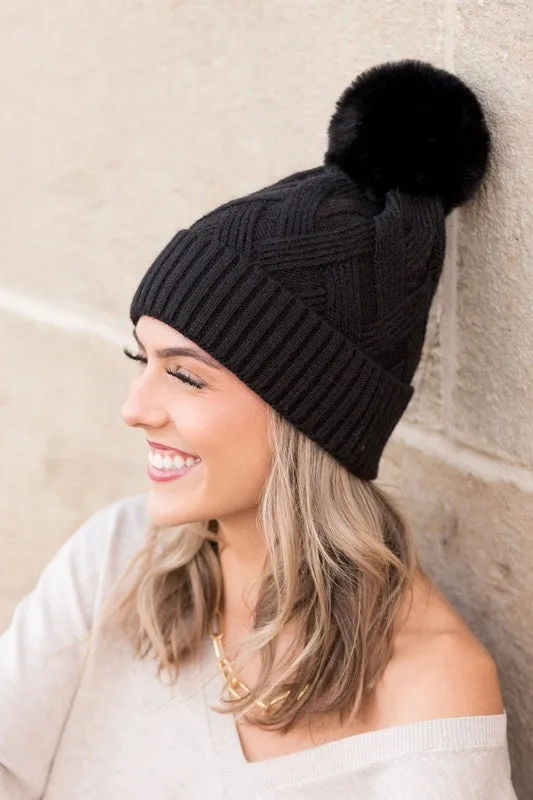 Chunky Fur Pom Beanie