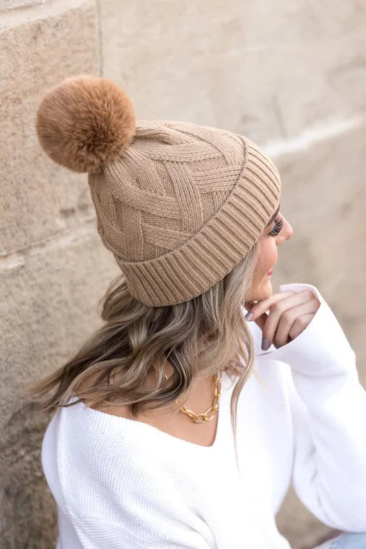 Chunky Fur Pom Beanie