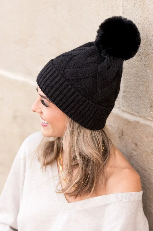 Chunky Fur Pom Beanie