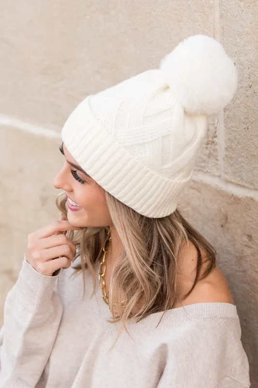 Chunky Fur Pom Beanie