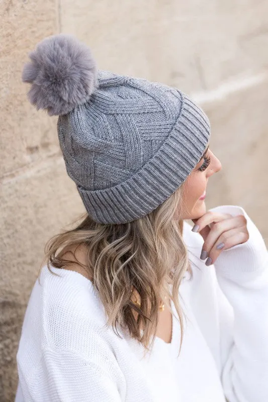 Chunky Fur Pom Beanie