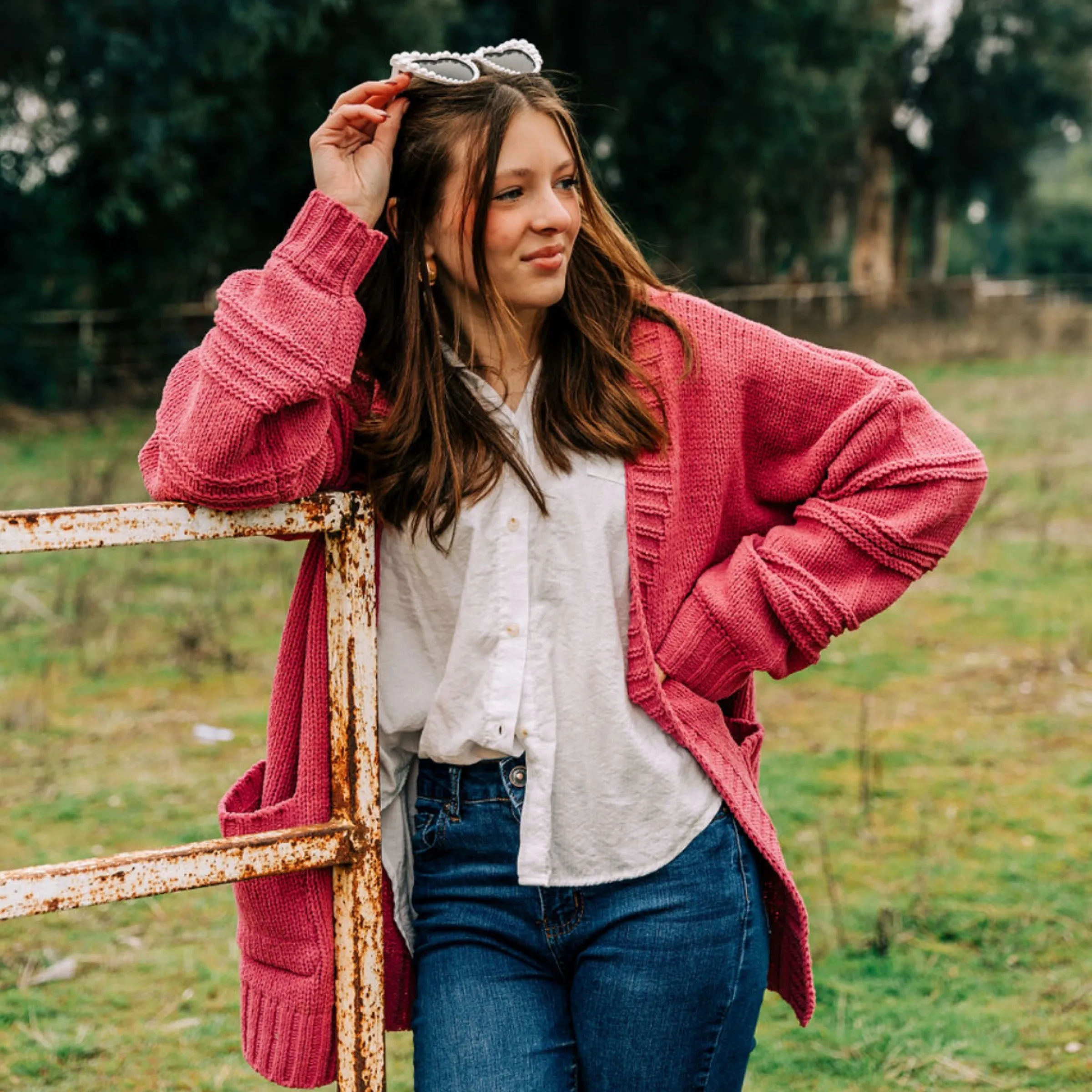 Chunky Hot Pink Cardigan