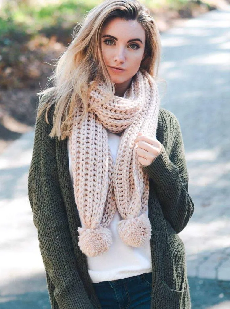 Chunky Pom Scarf