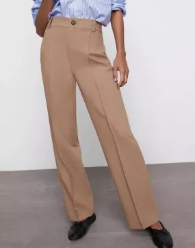 Classic Straight Leg High Waisted Trousers