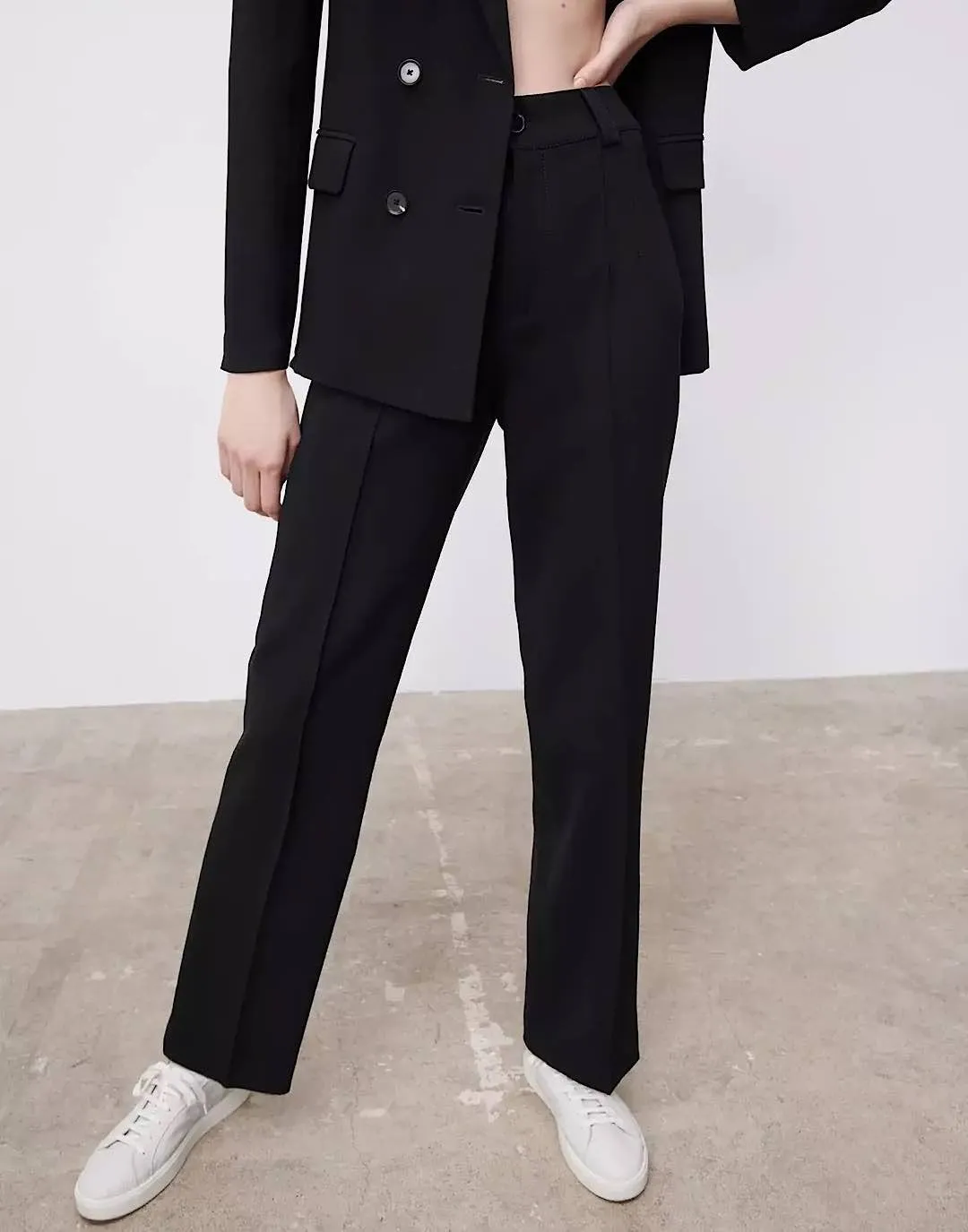 Classic Straight Leg High Waisted Trousers