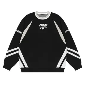 Contrast Racing Knitted Sweater