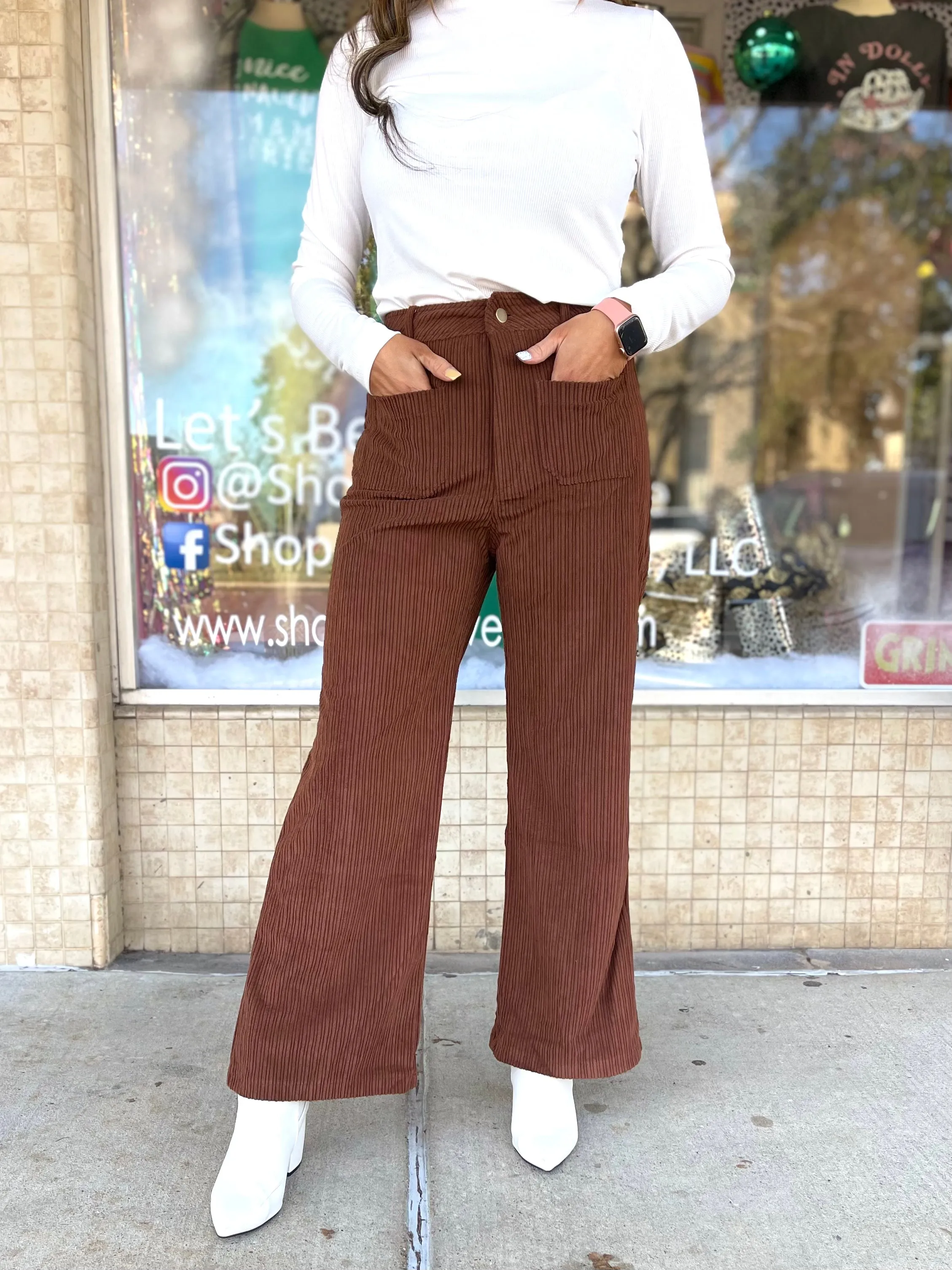 Corduroy Brown Wide Leg Pants