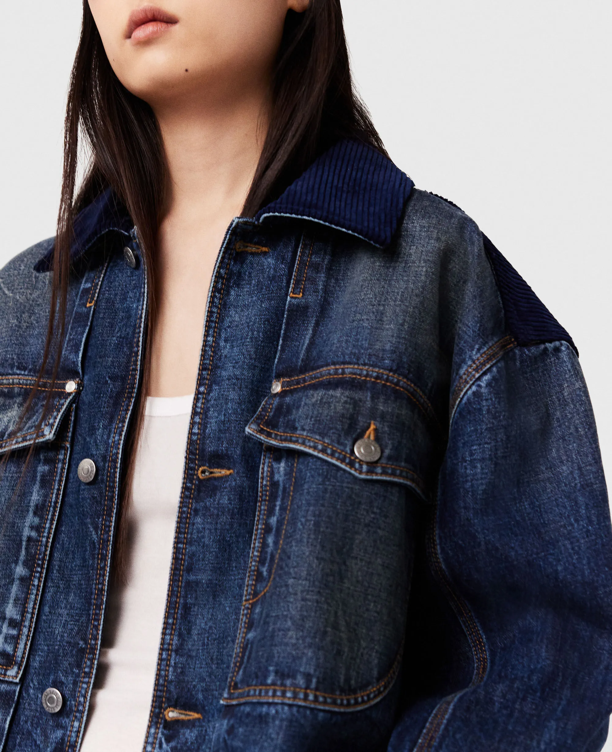 Corduroy Collar Denim Jacket