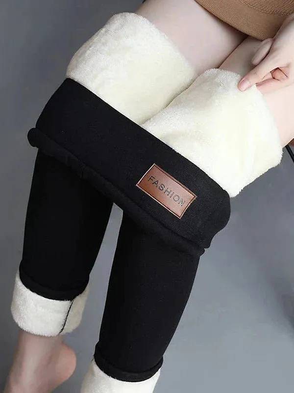 Cozy Fleece-Lined Leggings for Women: Stylish and Versatile Winter Wear in Black/Dark Gray, Sizes S-M