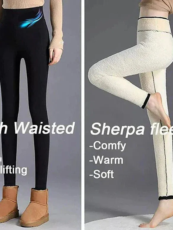 Cozy High Waist Fleece Leggings for Women - Perfect for Yoga and Casual Wear