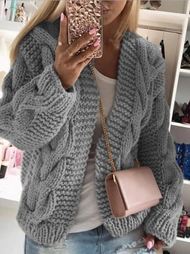 Cozy Hooded Knit Cardigan for Women