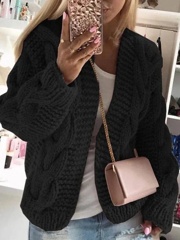 Cozy Hooded Knit Cardigan for Women