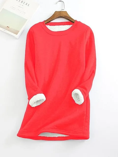 Cozy Sherpa Fleece Lined Sweatshirt Dress - Women's Winter