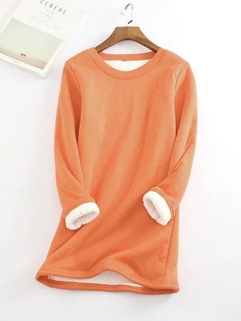 Cozy Sherpa Fleece Lined Sweatshirt Dress - Women's Winter