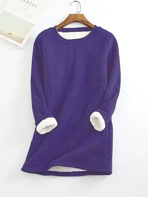 Cozy Sherpa Fleece Lined Sweatshirt Dress - Women's Winter