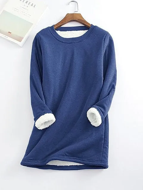 Cozy Sherpa Fleece Lined Sweatshirt Dress - Women's Winter