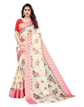 Cream Cotton Saree