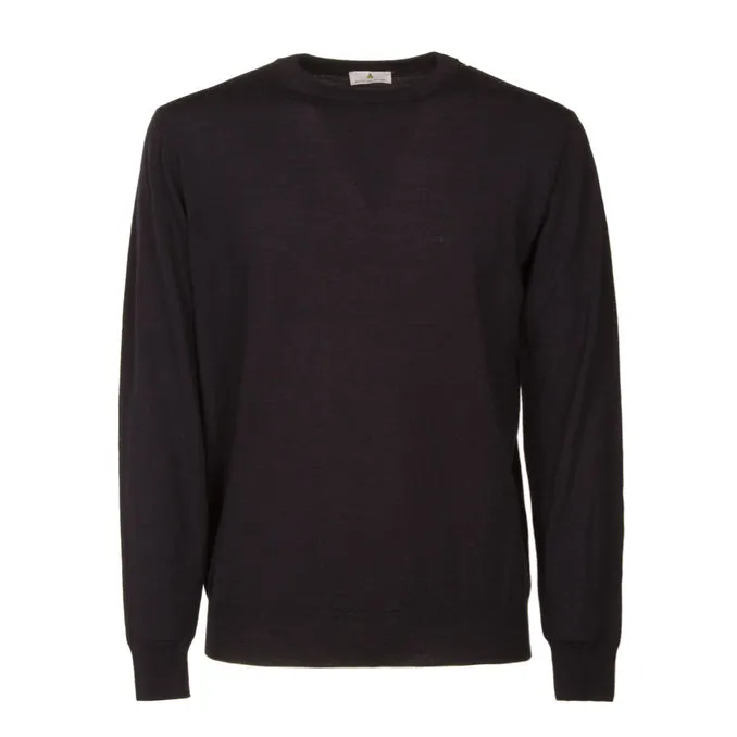 Crewneck Merino Wool Sweater Navy Blue