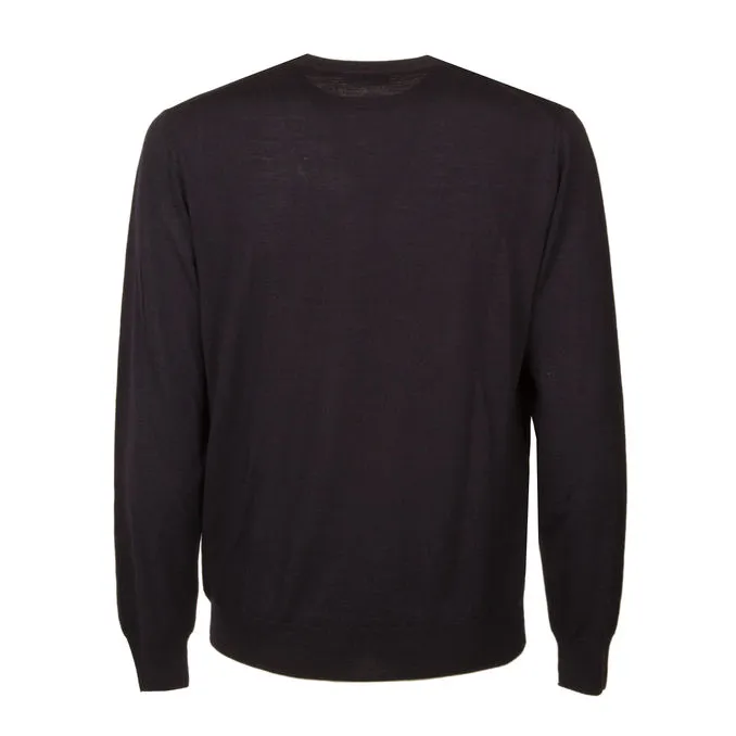 Crewneck Merino Wool Sweater Navy Blue