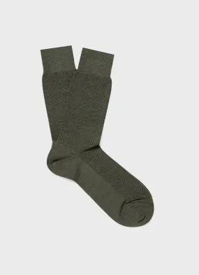 Dark Olive Men's Merino Wool Waffle Socks