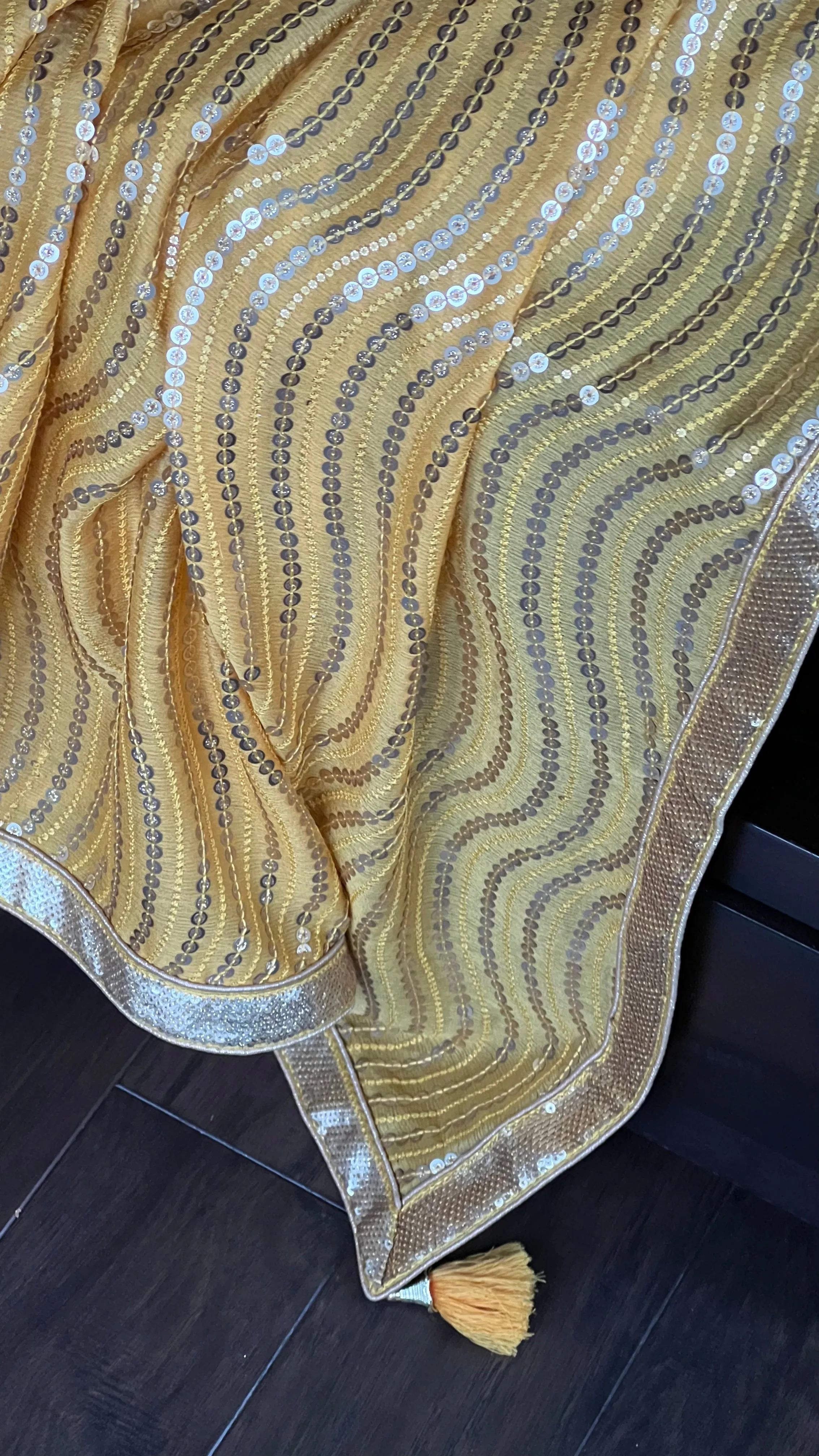 Designer Georgette Saree - Yellow Sequin