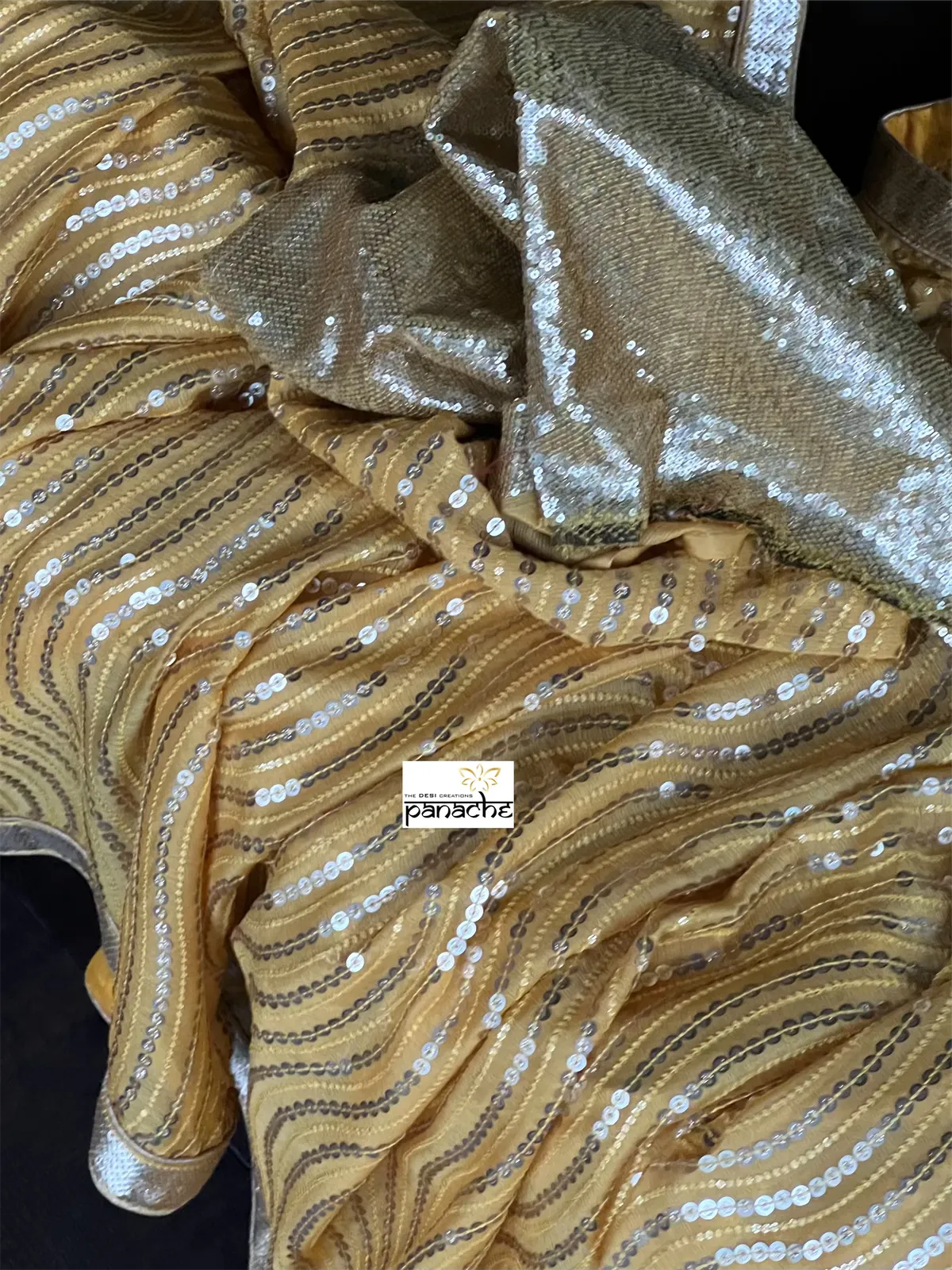 Designer Georgette Saree - Yellow Sequin