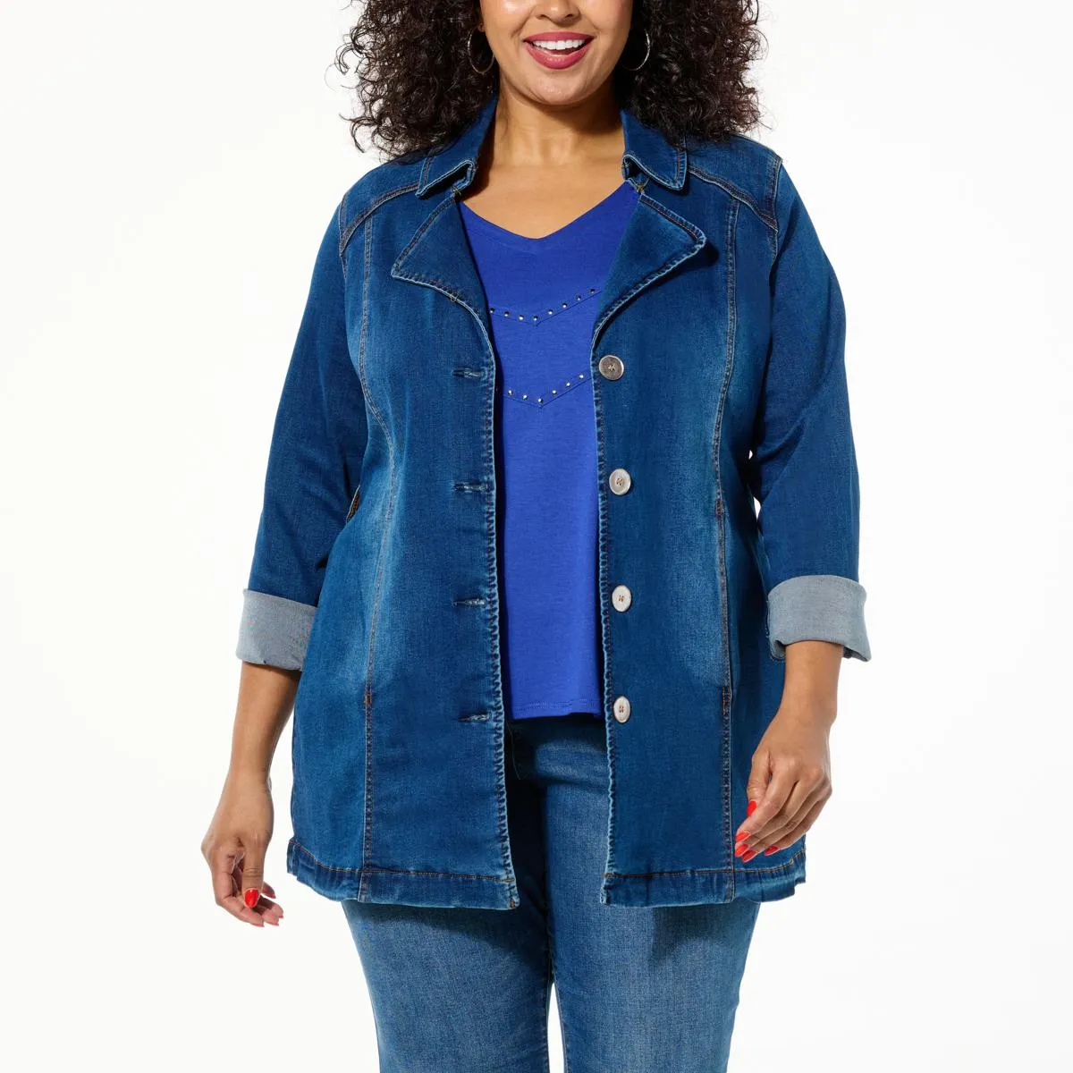      DG2 by Diane Gilman New Classic Stretch Denim City Jacket     