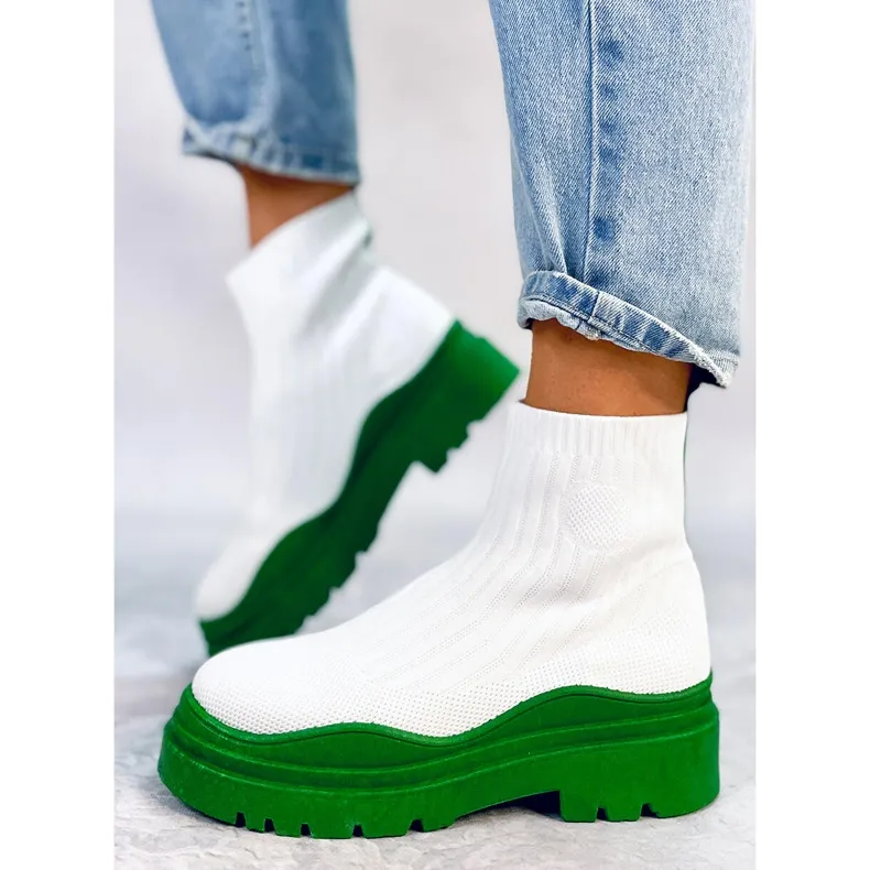 Elastic ankle boots Withers WHITE/GREEN