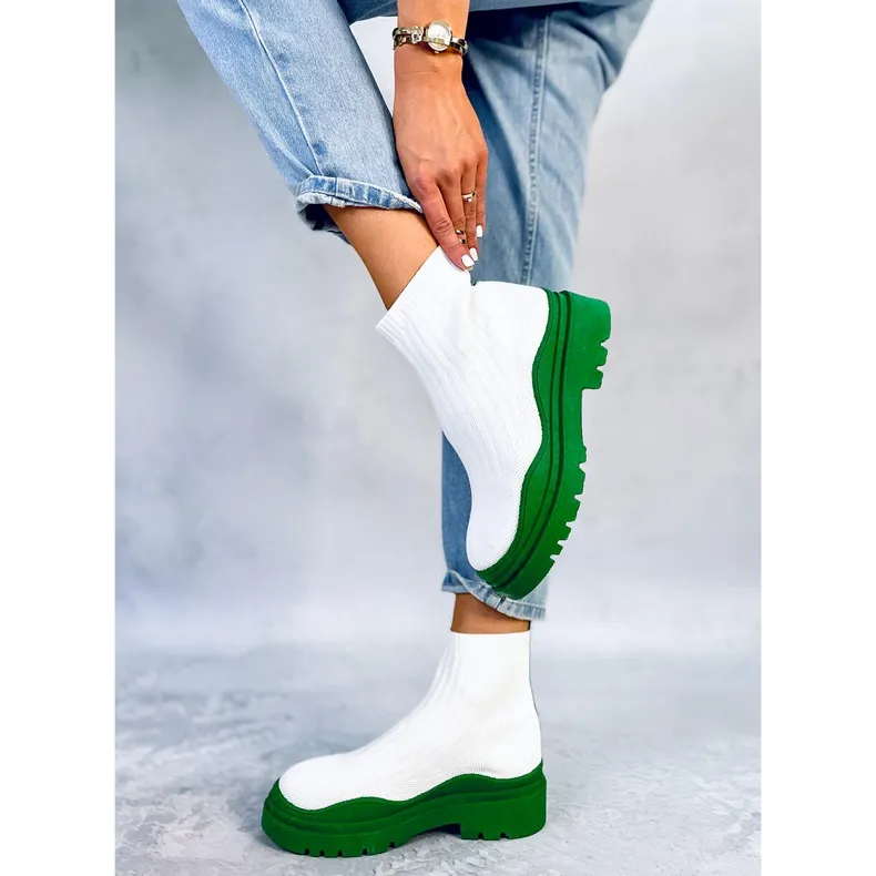 Elastic ankle boots Withers WHITE/GREEN