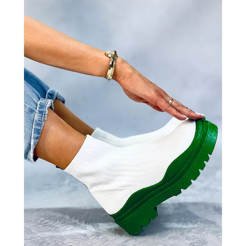 Elastic ankle boots Withers WHITE/GREEN