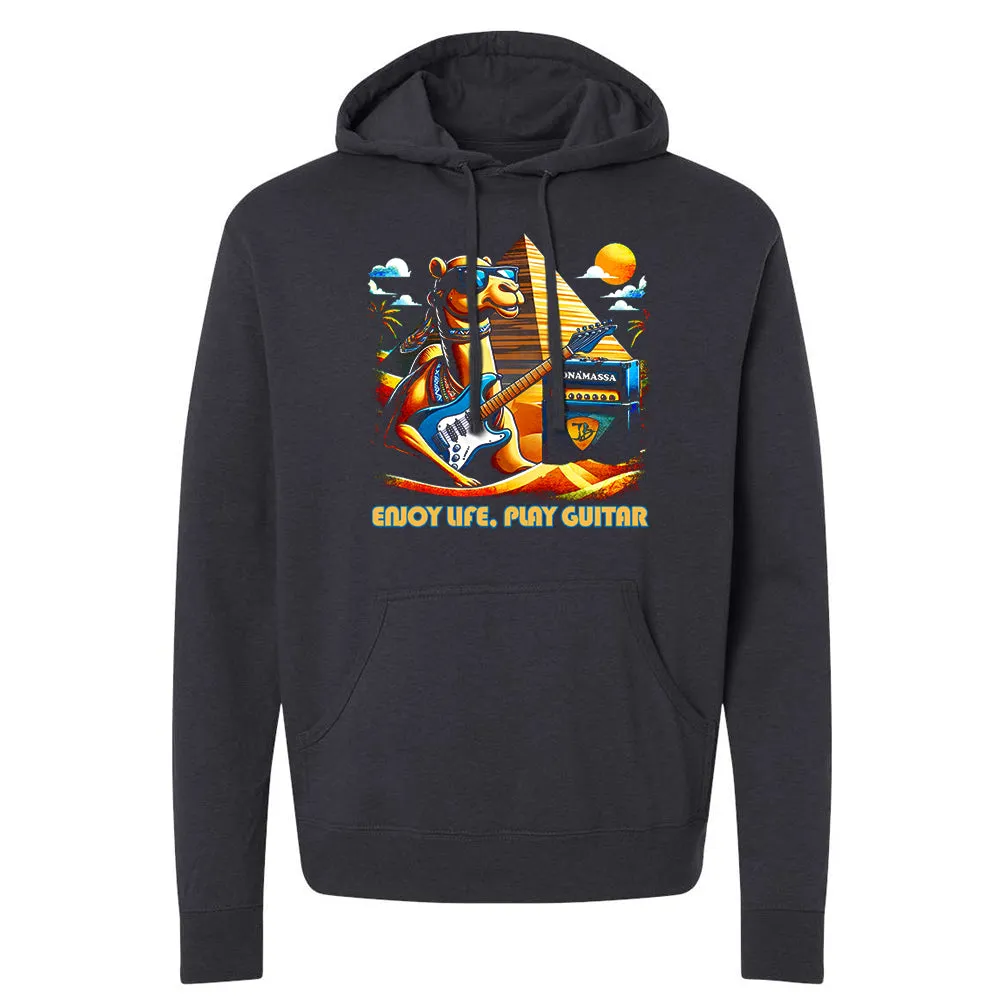 Enjoy Life, Play Guitar Camel Pullover Hoodie (Unisex)