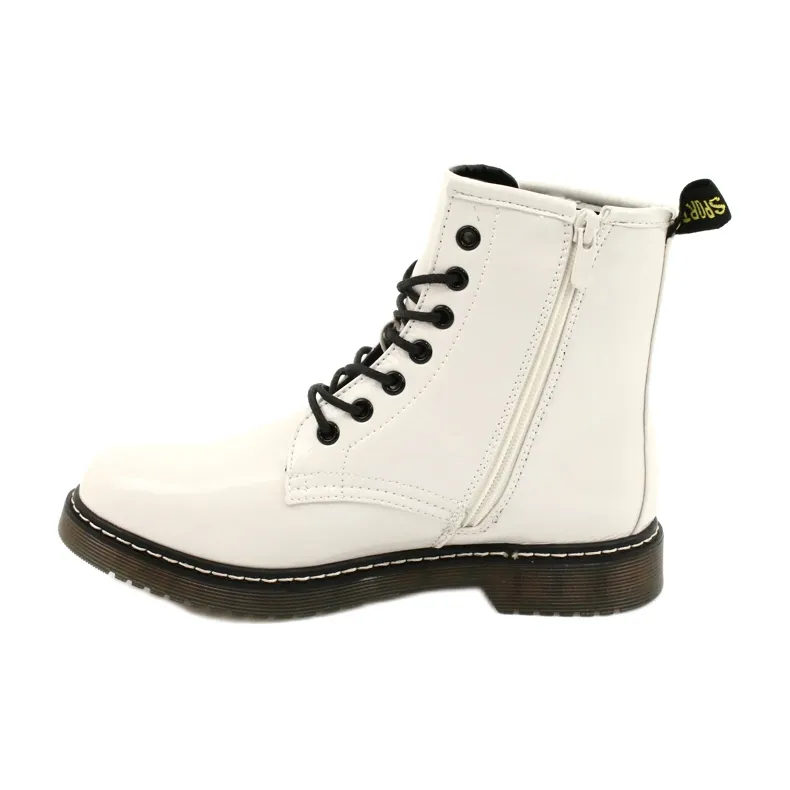 Evento Lacquered White Boots 20BT35-3001 White black