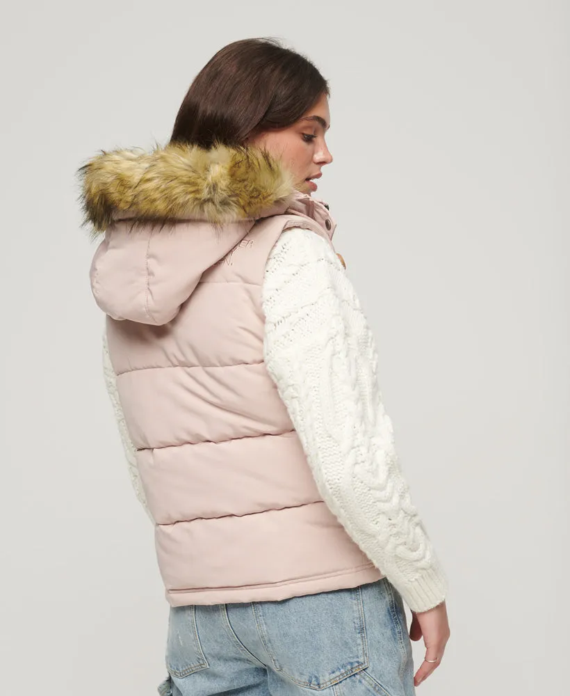 Everest Pink Blush Faux Fur Puffer Gilet