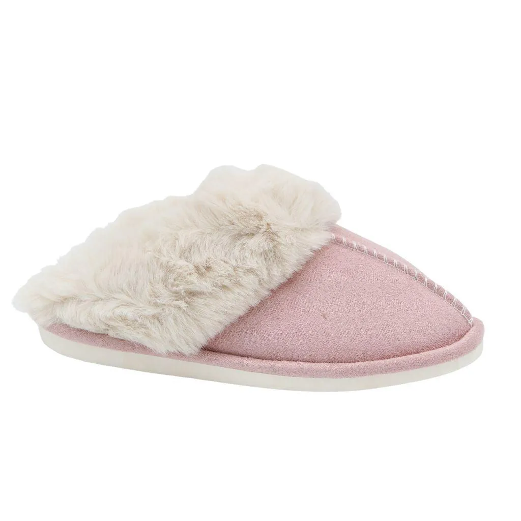 FABUCCI Pale Pink Faux Fur Slippers