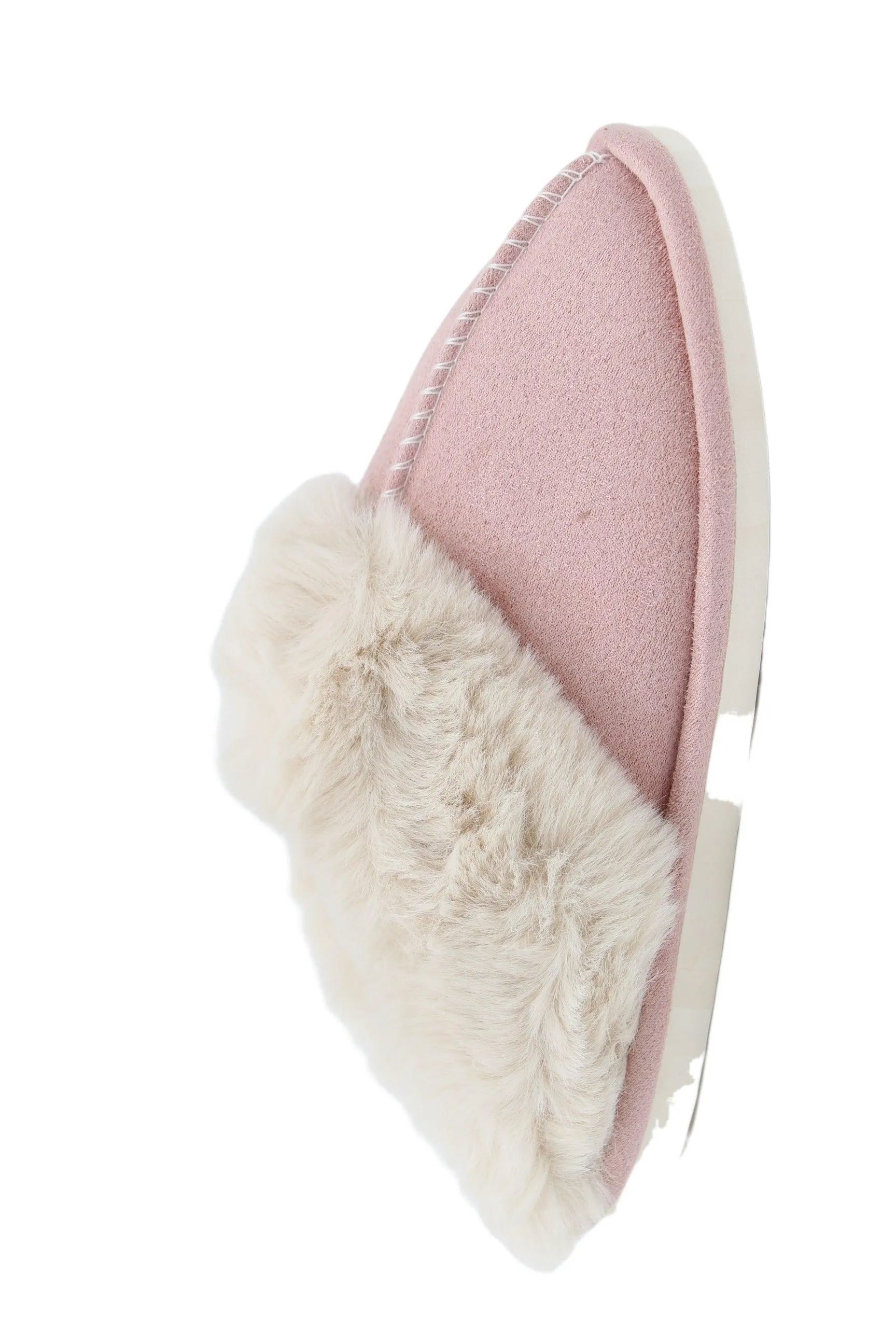 FABUCCI Pale Pink Faux Fur Slippers