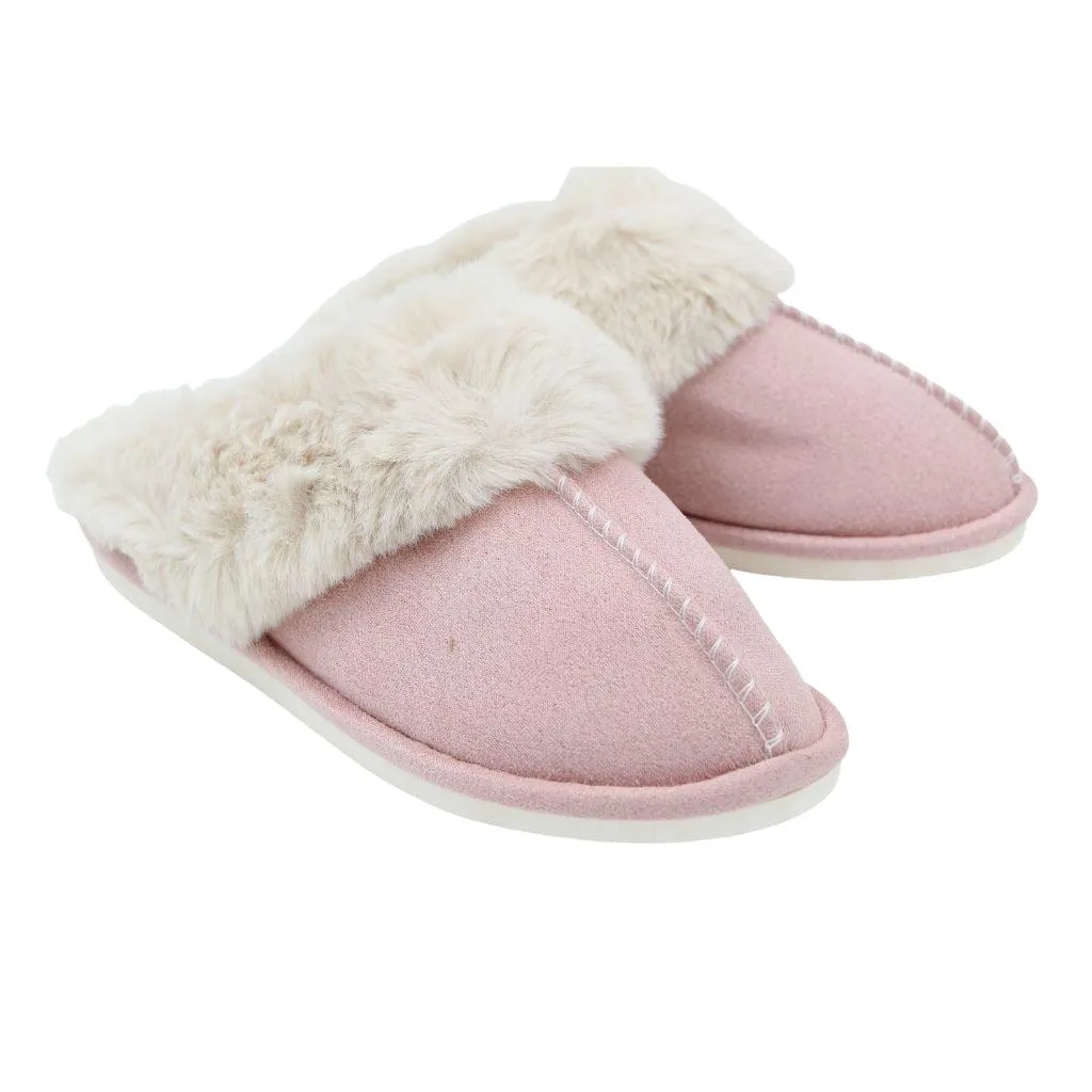 FABUCCI Pale Pink Faux Fur Slippers