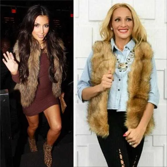 Faux fur vest - brown